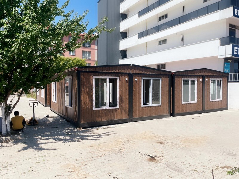 4 Adet 42 M² BIRLESIM CATILI KONTEYNER-DIŞI AHŞAP DESENLİ SAC-İÇİ BETOPAN/FULL