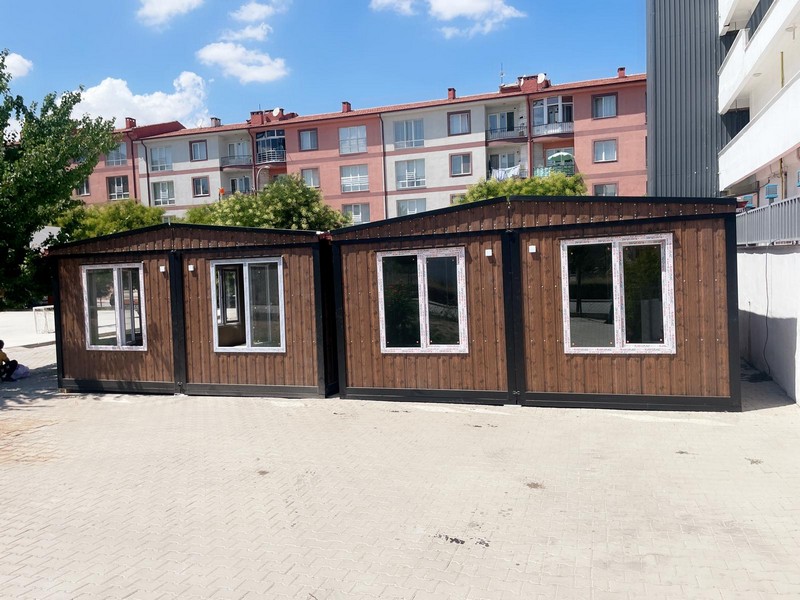 4 Adet 42 M² BIRLESIM CATILI KONTEYNER-DIŞI AHŞAP DESENLİ SAC-İÇİ BETOPAN/FULL
