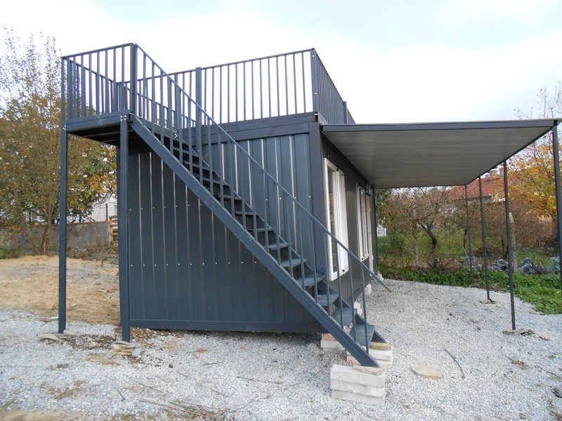 21 M² TERASLI-MERDİVENLİ-DIŞI FÜME SAC-İÇİ LAMİNA KONTEYNER/FULL